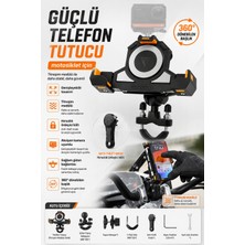Motobros Mt-4 Motor Telefon Tutucu Motosiklet Telefon Tutacağı Titreşim Modüllü 360° Dönüş Gidon ve Ayna