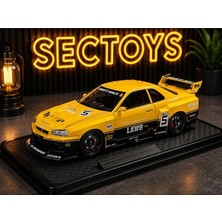 Scntoys Nissan Skyline Lbwk Diecast Model Araba Super Nissan Skyline Gtr Diecast Model Araba Sarı Nissan