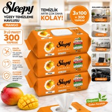 Sleepy Yüzey Temizleme Havlusu Mango 3'lü Paket | 300'LÜ | Pratik Islak Temizlik Mendili | Ekonomik Çoklu Paket