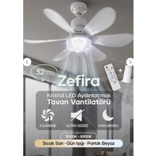 Feny FN-F82 Zefira 3 Kademe Ultra Sessiz Uyku Mod 3000K-6500K Kristal LED Tavan Vantilatörü Kumanda
