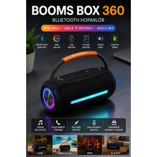 Yenilig Bluetooth Hoparlör Rgb Işıklı USB Tf Kart Destekli Booms Box 360 Kablosuz Taşınabilir Speaker Siyah Güçlü Bass Aux Destekli