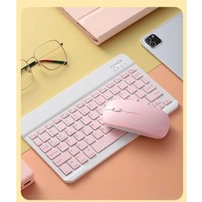 Polybotum Qpart 5 Mini Taşınabilir Kablosuz Bluetooth Klavye Mouse Seti taşınabilir Ingilizce Q Klavye Pembe