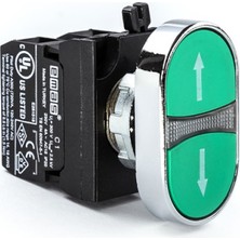 Emas CM101K20YYOK cm Serisi Metal 2no Çiftli Düz Yeşil-Yeşil (Ok) Işareti Baskılı 22 mm Buton