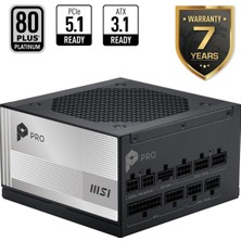 Biosis Msı 850W 80+ Platinum Pro A850PL Pcıe5 Tam Modüler Power Supply