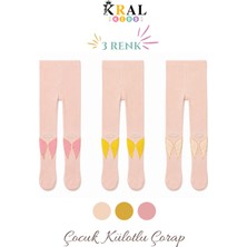 Kral Socks 3'lü Kız Bebek & Çocuk Pamuklu Desenli Külotlu Çorap
