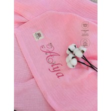 Fulya Tuhafiye Ftbabycollection %100 Pamuk 4 Katlı Müslin Kişiselleştirilebilir Isim Nakışlı Bebek BATTANIYESI 100X110 CM