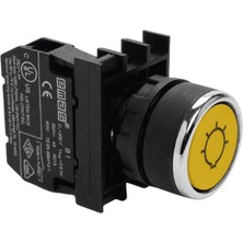 Emas B100DSL B Serisi Plastik 1no Yaylı Düz Sarı (Light) Işareti Baskılı 22 mm Buton