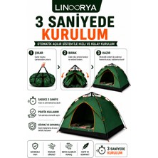 Linarya Auhma AC6634 2 Kişilik Otomatik Kamp Çadırı 200x150x120 cm 3 Saniyede Kurulum Su Geçirmez Taşıma Çantalı Outdoor Çadır