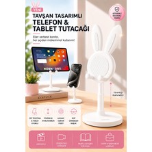 Galeriyo Tavşan Tasarımlı Telefon ve Tablet Tutacağı Beyaz