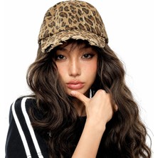 Valkyrie Vintage Leopar Desenli Eskitmeli Kadın Şapka Ayarlanabilir Beyzbol Şapkası Pamuk Baseball Cap