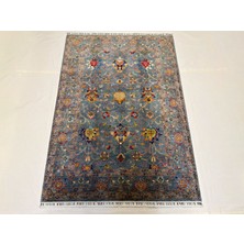 El Dokuma Afgan Halı Sultani Desenli Kök Boya 154 x 221 cm