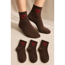 Ducks Socks Kadın Kalpli Çorap Dikişsiz 3'lü Kısa Konç Esnek Günlük Çorap