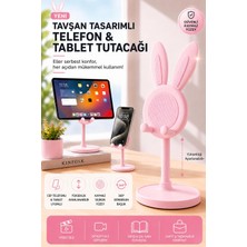 Galeriyo Tavşan Tasarımlı Telefon ve Tablet Tutacağı Pembe