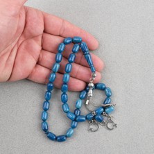 Lapisdo Sıkma Kehribar Kapsül Kesim Alpaka Püsküllü 7X11MM Tesbih