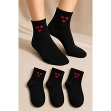 Ducks Socks Kadın Kalpli Çorap Dikişsiz 3'lü Kısa Konç Esnek Günlük Çorap
