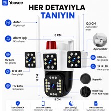 Uninet 6mp Üç Kameralı Wifi Kamera – 3 Ekranlı Görüntü, Ptz Döner Başlık, Siren ve Çift Yönlü Ses 355 Derece Döner