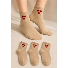 Ducks Socks Kadın Kalpli Çorap Dikişsiz 3'lü Kısa Konç Esnek Günlük Çorap