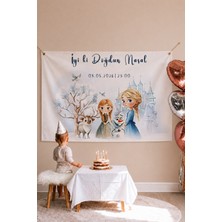 Lilabio Kişiye Özel Doğum Günü Duvar Afişi Örtüsü 100X120 cm Büyük Boy Elsa