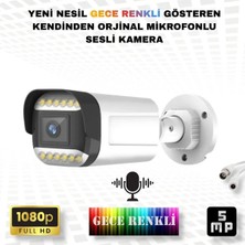 Qromax Gece Renkli Sesli FullHD 5Mp Lensli 12 Warm Ledli Güvenlik Kamerası 312WS