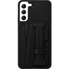 Fuchsia HDD Samsung Galaxy S22 Plus Kılıf Hd Deri Kartvizitli Kapak - Siyah