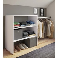 T Designo Alaz Giyinme Dolabı - Çok Amaçlı Dolap - Gardırop 180 cm Açık Giyinme Dolabı - Beyaz