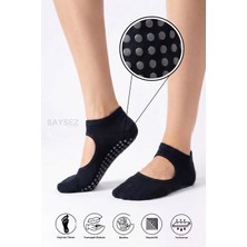 Saysez Bambu Kadın Kaydırmaz Taban Silikon Baskı Pilates Yoga Fitness Dans Aktivite Patik Çorabı Üstü Açık Model