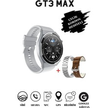 TKÇ Gümüş Kasa ve Siyah Silikon Kordonlu, Gps ve Nfc Özellikli Akıllı Saat, Nabız ve Uyku Takibi