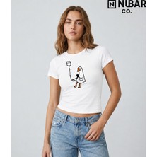 Nubarco Duck Tasarımlı Unisex Premium Pamuklu Yüksek Kalite Baskılı Body Crop (Body Tee)
