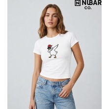 Nubarco Duck Tasarımlı Unisex Premium Pamuklu Yüksek Kalite Baskılı Body Crop (Body Tee)