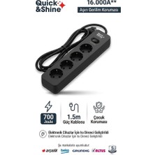 Arçelik Quick Shine Aşırı Gerilim Koruyucu Priz 5'li Akım Koruma Prizi