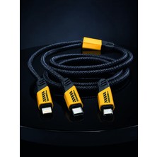 Elif Asya Ceyiz Tekstil 3'ü 1 Arada USB Şarj Kablosu 240W Hızlı Şarj ve Veri Aktarım Kablosu