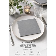 Alenked Airlaid Kumaş Dokulu Kare Gümüş Gri Kokteyl Peçete 20X20 cm 50'li