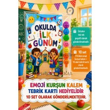Nostaljik Lezzetler Okula Yeni Başlayan Öğrencilere Özel 10 Adet Hediye Seti 1. Sınıf- Sene Başı Emoji Kurşun Kalem Tebrik Kartı Hediyeli