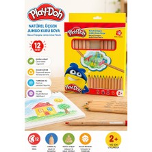 Artlantis 12 Li Jumbo Kuru Boya Kalemi Naturel Karton Kutu 1 Paket Play-Doh Kalın 12 Renk Jumbo Kuruboya Tam Boy Renkli Kalem