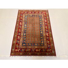 El Dokuma Afgan Halı Pazirek Desenli Kök Boya 154 x 218 cm