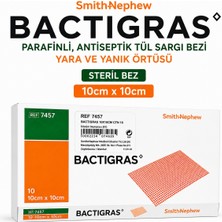BACTIGRAS Bactıgras Parafinli, Antiseptik Tül Sargı Bezi,yara ve Yanık Örtüsü,steril Bez 10CM×10CM (2 Adet)