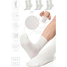Saysez Erkek Bambu Kaydırmaz Taban Silikon Baskı Hac Umre Tavaf Pilates Yoga Lastiksiz Çorap 3'lü