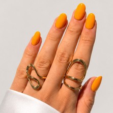 Takma Takma Sarı Kısa Oval El Yapımı Jel Takma Tırnak TT1269  - Sarı-M