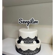 Lucien Vela 2 Adet Canım Kocam Yazılı Pasta Süsü Cake Topper Seti - Yıl Dönümü ve Doğum Günü Dekoru