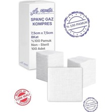 Alban Ağaoğlu Spanc Gazlı Bez 7,5x7,5cm 8 Katlı 100 Adet - Yüksek Emici, Yapışmayan, Nefes Alabilir %100 Pamuk Yara Pansuman Pedi (Gaz Kompres)