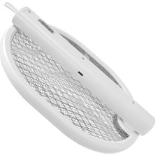Just Cheap Store Beyaz Type-C Şarjlı Raket Modeli Elektronik Sinek Öldürücü Cız Makine Katlanabilir Sap AS-A26 (4741)
