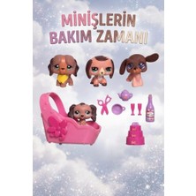 Farbu Oyuncak Minişlerin Bakım Zamanı Pet Shop Oyun Seti Işıklı Yataklı ve Kaleme Takılabilir Sevimli Köpek Figürlü Çocuk Oyuncak