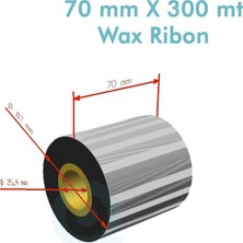 Verdoria Standart Wax Ribbon 70MM x 300M 1 Inç Outside | Barkod Yazıcı Ribon