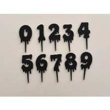 Lucien Vela 10 Parça Rakamlı Pasta Üstü Yazı Seti - Doğum Günü Pasta Süsü Cake Topper Rakam Seti 0-9 Siyah