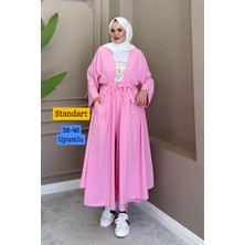 Balenbi Kadın Kuşaklı Kimono Hırka Bol Paça Pantolon Takım Tesettür 2\'li Kombin 1230