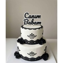 Lucien Vela 2 Adet Prenses Yazılı Pasta Süsü Cake Topper Seti - Doğum Günü ve Baby Shower Pasta Dekoru