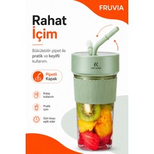 Renklime USB Şarjlı Mini Blender Meyve Sıkacağı Pipet Kapaklı Taşınabilir Içecek Haznesi