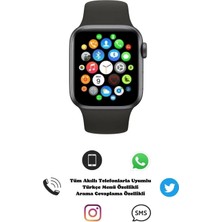DS LLC Bluetooth Bağlantılı Akıllı Saat, Nabız ve Uyku Takibi, Suya Dayanıklı Siyah Silikon Kordonl
