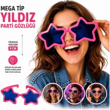 Just Cheap Store Mega Tip Yıldız Parti Gözlüğü Pembe Renk (4741)