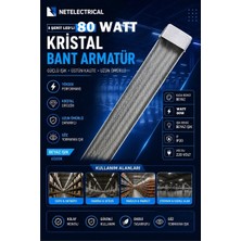 80 Watt 120 cm Kristal Yatay LED Bant Armatür - Trafolu Beyaz Işık